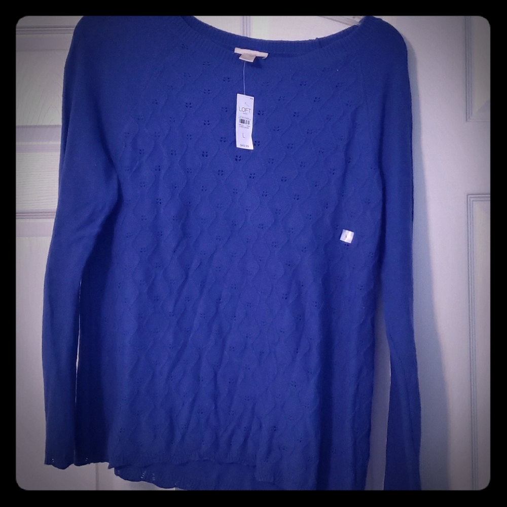 Blue Patterned Sweater with Bell Sleeves